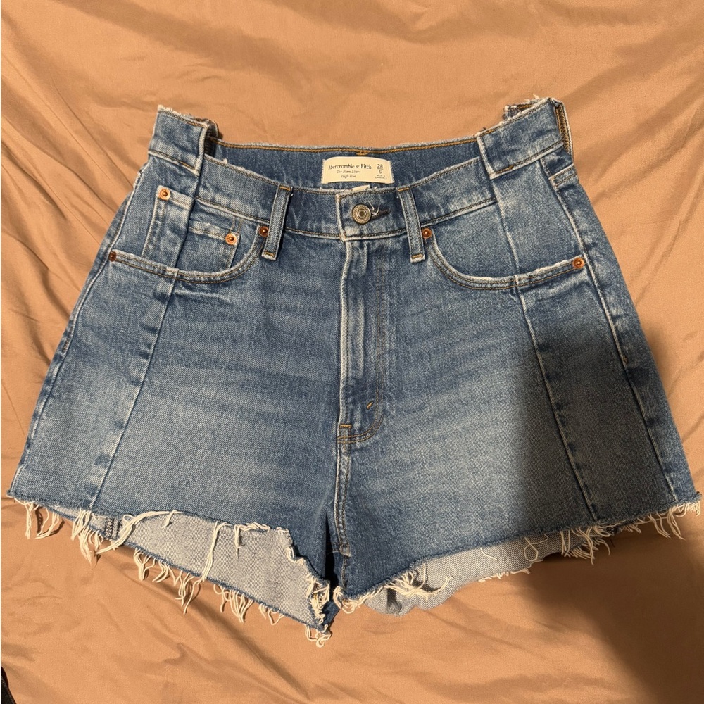 Abercrombie & Fitch Blue Jean Shorts with High-Waisted Cut-Off Style